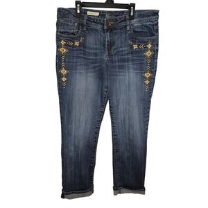 Kit Catherine Slim Boyfriend Embroidered Jeans Women's Size 10